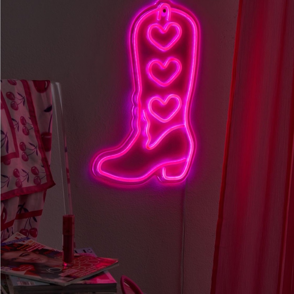 New Cowgirl Boot Heart Neon Sign